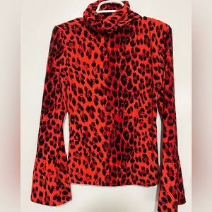 Red long sleeve Blouse Like New Size M